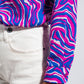 Fluid shirt in bright abstract purple