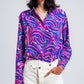 Fluid shirt in bright abstract purple