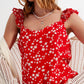 Frill strap cami top in red ditsy floral print