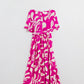 Fuchsia Floral Print Maxi Dress With Open Back