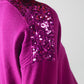 Q2 fuchsia Long Sleeves Sweater With Sequins on The Shoulders