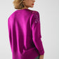 fuchsia Long Sleeves Sweater With Sequins on The Shoulders