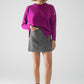 fuchsia Long Sleeves Sweater With Sequins on The Shoulders