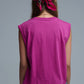 Fuchsia Sleeveless cotton T-shirt