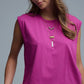 Fuchsia Sleeveless cotton T-shirt