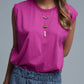 Fuchsia Sleeveless cotton T-shirt