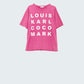 Fuchsia T-shirt With famous Names Logos At The Front