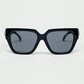 Q2 geometric thick black sunglasses with black lens