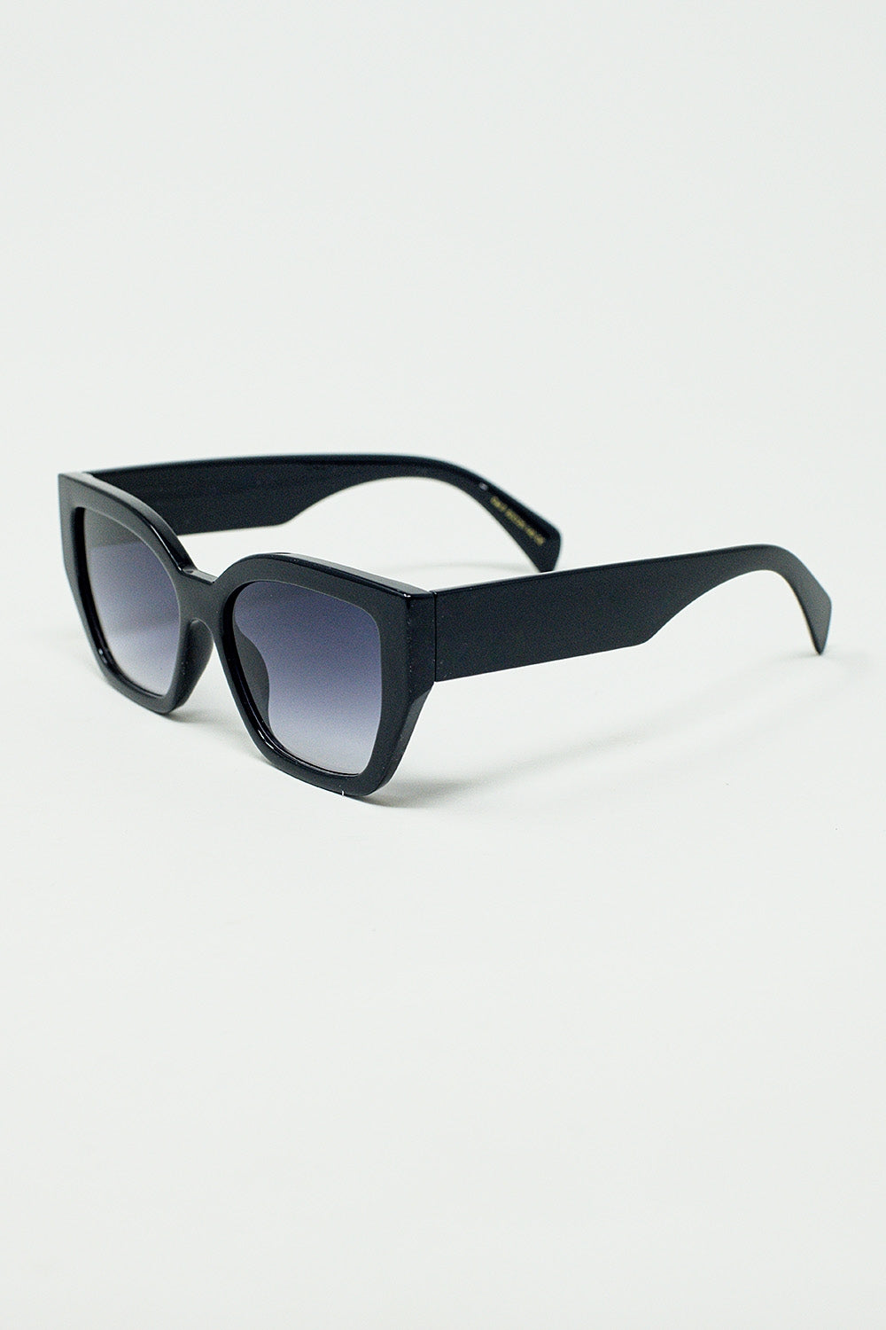 geometric thick black sunglasses with gradient lens