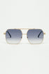 Q2 gold square frame sunglasses in ombre blue