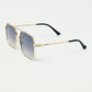 gold square frame sunglasses in ombre blue