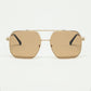 Q2 gold square frame sunglasses with brown lenses