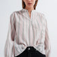 Q2 Grandad shirt in pink stripe