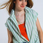 Q2 Green Blouse With Vertical Stripes And Short Sleeves