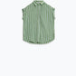 Green Blouse With Vertical Stripes And Short Sleeves