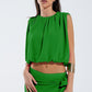 Q2 green chiffon Top With Ruche Design