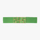 Q2 Green Elastic Belt With Squared Marbled Buckles And Gold Details