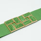 Green Elastic Belt With Squared Marbled Buckles And Gold Details