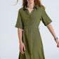 Q2 Green Maxi Shirt Dress With Polo Collar