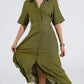 Green Maxi Shirt Dress With Polo Collar