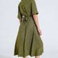 Green Maxi Shirt Dress With Polo Collar