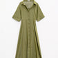 Green Maxi Shirt Dress With Polo Collar