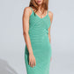 Q2 Green Midi Dress With Stripes And Spaghetti Straps