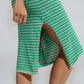 Green Midi Dress With Stripes And Spaghetti Straps