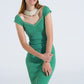 Q2 Green Midi Thick Rib Bodycon Dress With Cap Sleeves