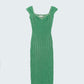 Green Midi Thick Rib Bodycon Dress With Cap Sleeves