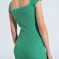 Green Midi Thick Rib Bodycon Dress With Cap Sleeves