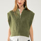 Q2 Green sleeveless turtleneck sweater with zipper closure