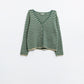 Q2 Green striped textured knit cardigan