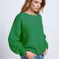 Q2 Green sweater with long sleeves and rounded collar