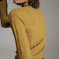 green wide neck ribbed knit sweater