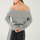 Grey boat neck sweater with sequins