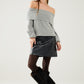 Grey boat neck sweater with sequins
