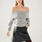 Q2 Grey boat neck sweater with sequins