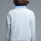 Grey Round Neck Sweater With Embroidered Nice