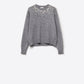 Q2 Grey soft knit sweater embellished with sequins on the front