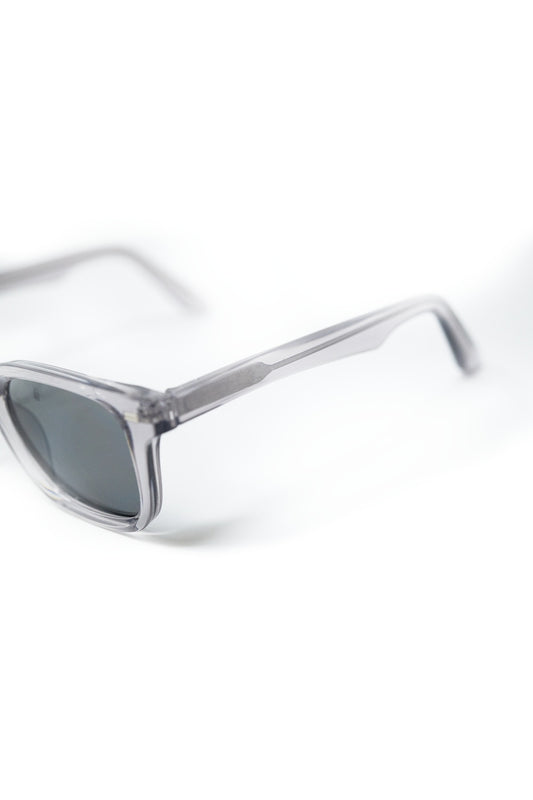 Grey Square Sunglasses with Black Gradient Lenses and metal side detail