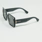 Grey square sunglasses with gold detail on the side