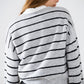 Grey striped sweater with red heart detail