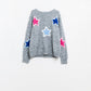 grey sweater With Embroidered Stars