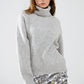 Q2 grey turtleneck jumper with dropped sleeves