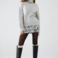 grey turtleneck jumper with dropped sleeves