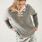 Q2 Grey V-neck sweater with sequin detail