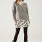 Grey V-neck sweater with sequin detail