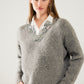 Grey V-neck sweater with sequin detail