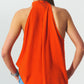 Halter Neck Top with Button Details in Orange